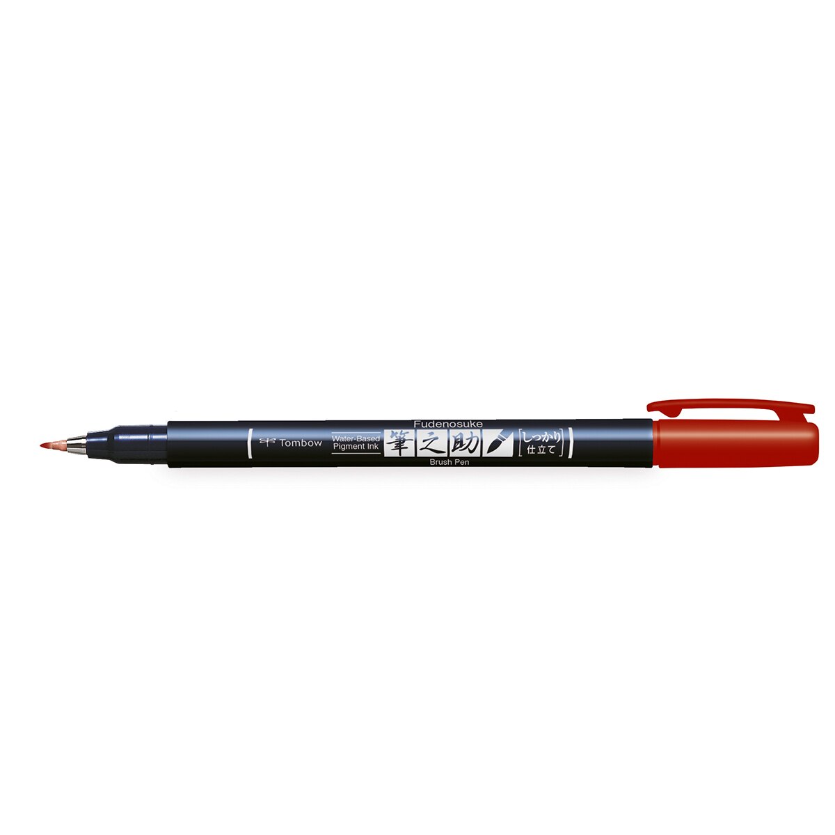 Imagen 2 de Rotulador Caligrafía Fudenosuke Base Agua Punta Elástica Dura Tombow Rojo Rojo
