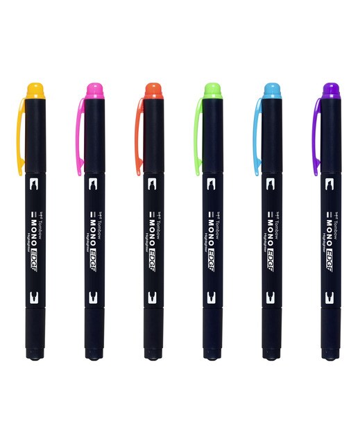 Estojo 6 Marcadores Fluorescentes Mono Egde Multicolor-2