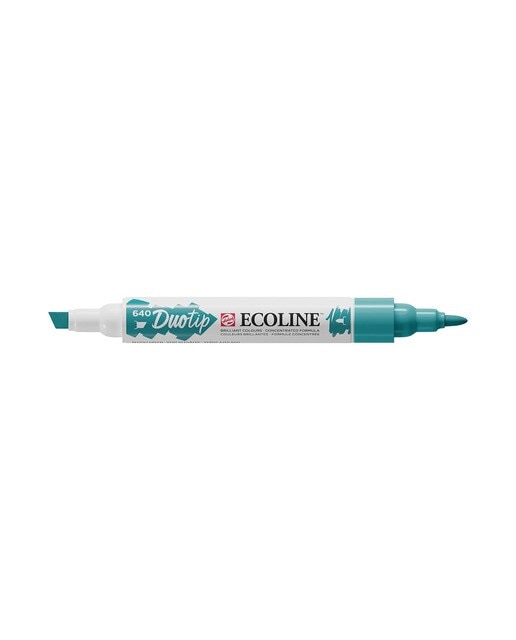 Caneta de Feltro Ecoline Ponta Dupla Talens - Verde Azul Verde-azulado-1