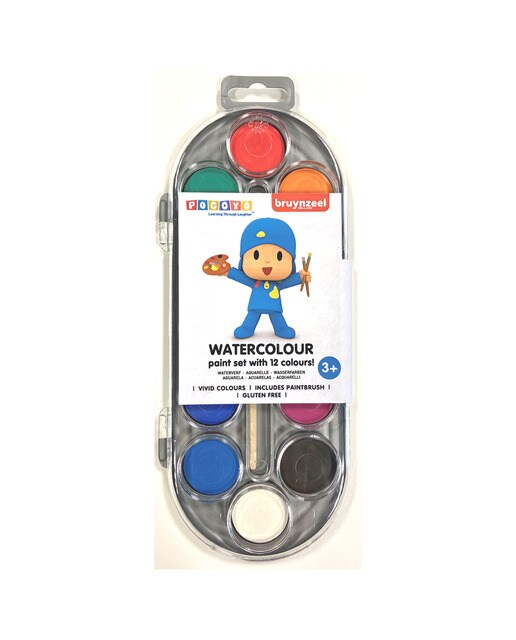 Conjunto de Doze Pastilhas de Aguarelas de Cores Pocoyo - Multicolor Multicolor-1