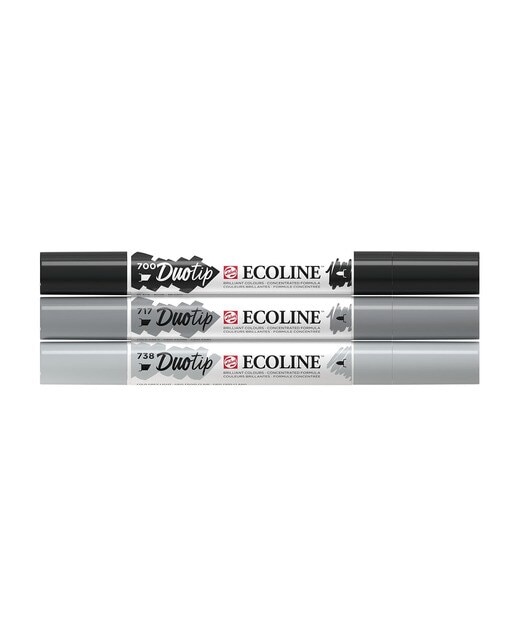 Conjunto de três Marcadores Ponta Dupla - Preto e Cinzento Multicolor-2