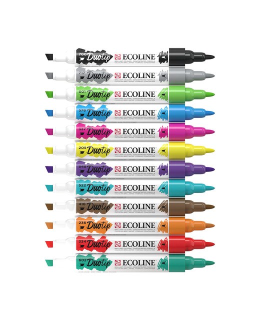 Imagem 0 de Conjunto de Doze Marcadores de Ponta Dupla de Cores Primárias - Multicolor