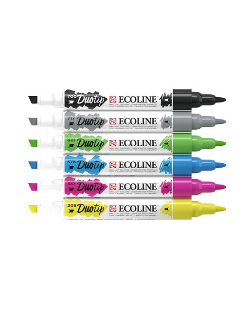 Conjunto de 6 Canetas de Feltro Ponta Dupla Cores Primárias Multicolor Multicolor-1