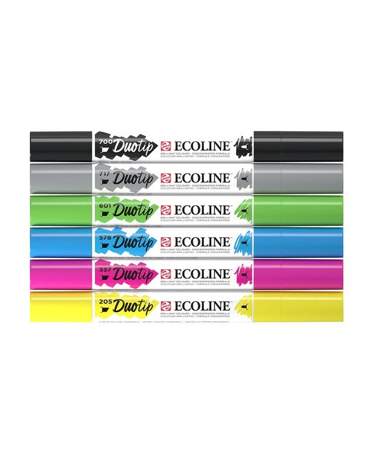 Conjunto de 6 Canetas de Feltro Ponta Dupla Cores Primárias Multicolor Multicolor-2