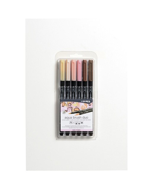 Imagem 0 de Estojo 6 Unidades Marcadores Ponta Dupla Aqua Brush Duo Skin Tones