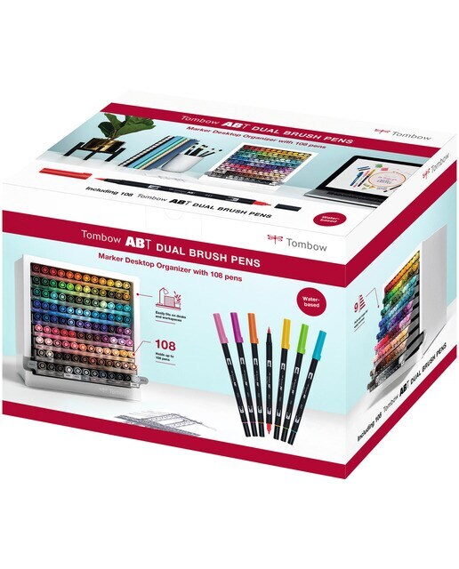Organizador de sobremesa con 108 rotuladores ABT Tombow