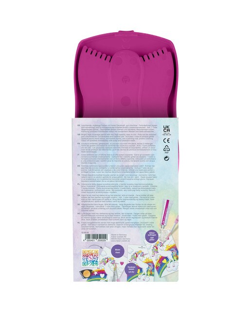 Caixa Aguarelas Connector, 12 Cores, 1 Tubo de Purpurina Arco-íris e Adesivos de Unicórnios - Rosa Multicolor-2