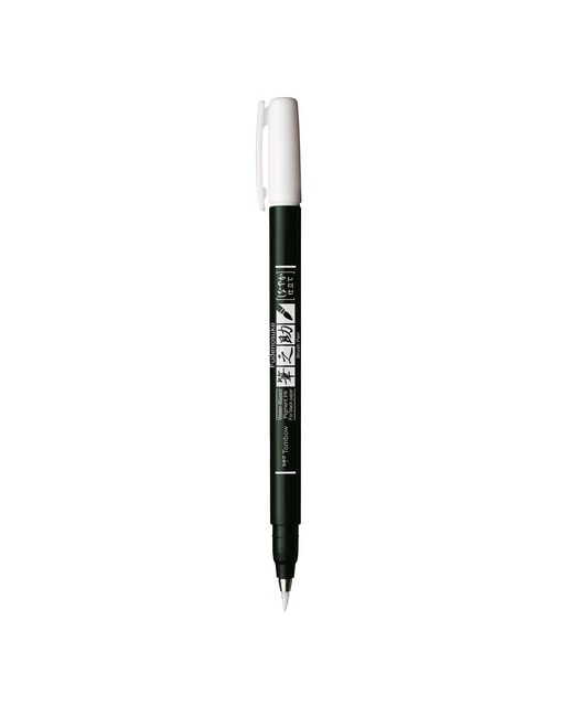 Marcador Fudenosuke à Base de Água de Ponta Elástica - Branco Branco pastel-2