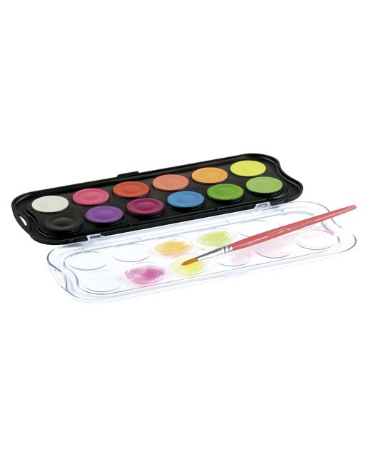 Caja de acuarelas fluo 30mm 12 unidades + pincel Giotto Multicolor-3