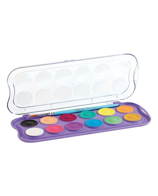 Caja de acuarelas 30mm 12 unidades + pincel Candy Collection Giotto, colores pastel Multicolor-2