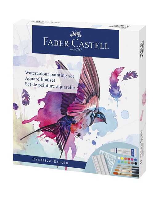 Embalagem de 18 tubos de aguarela Faber-Castell com conjunto especial para principiantes Multicolor-1