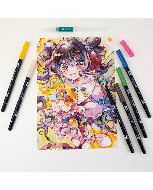 Conjunto Manga Kacho Fugetsu Manga flor Tombow multicorido 3