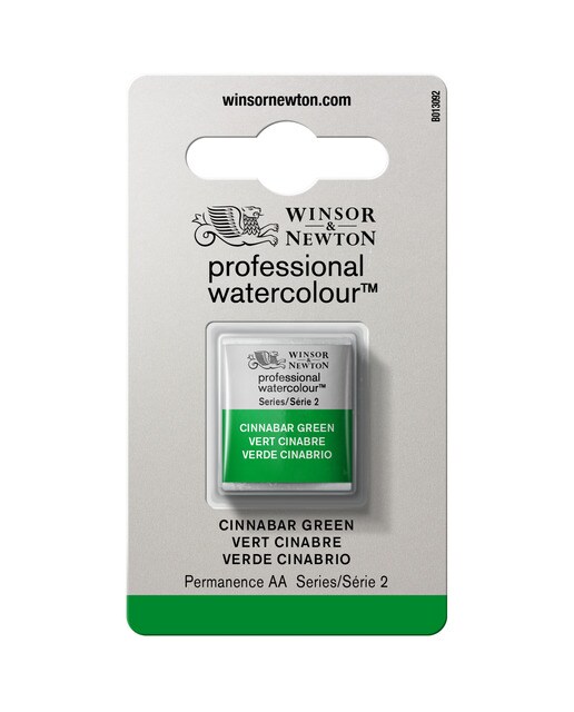 Meia pastilha de aguarela professional Winsor&Newton Verde Cinábrio 1