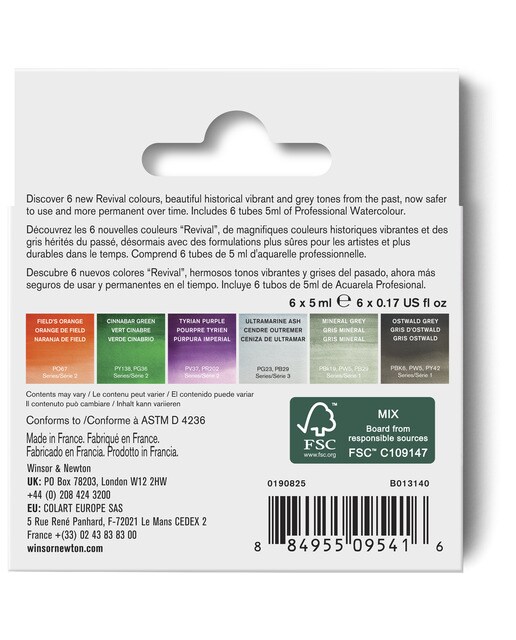 Set de 6 tubos de aguarela profissional Winsor&Newton 3