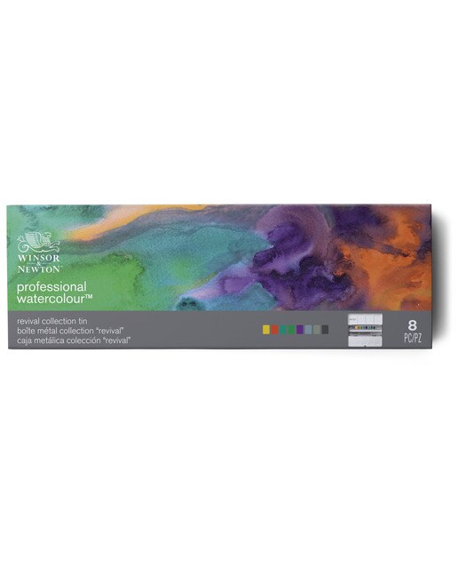 Set caixa metálica preta 8 pastilhas de aguarela profissionais Winsor&Newton 4