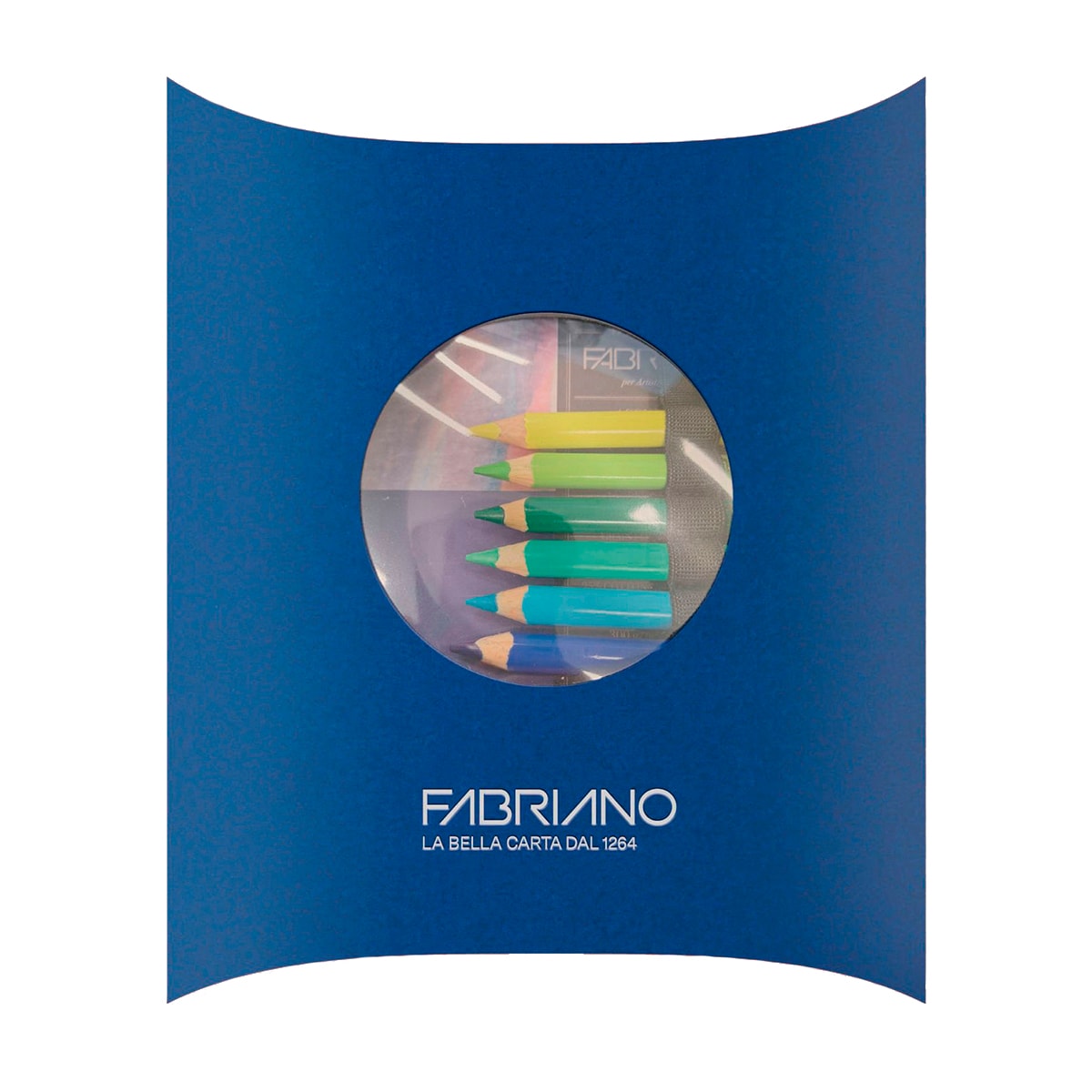 Kit bloc de acuarela y set de lápices acuarelables, interior blanco 18x24 papel Watercolor Fabriano 300gr Azul-1