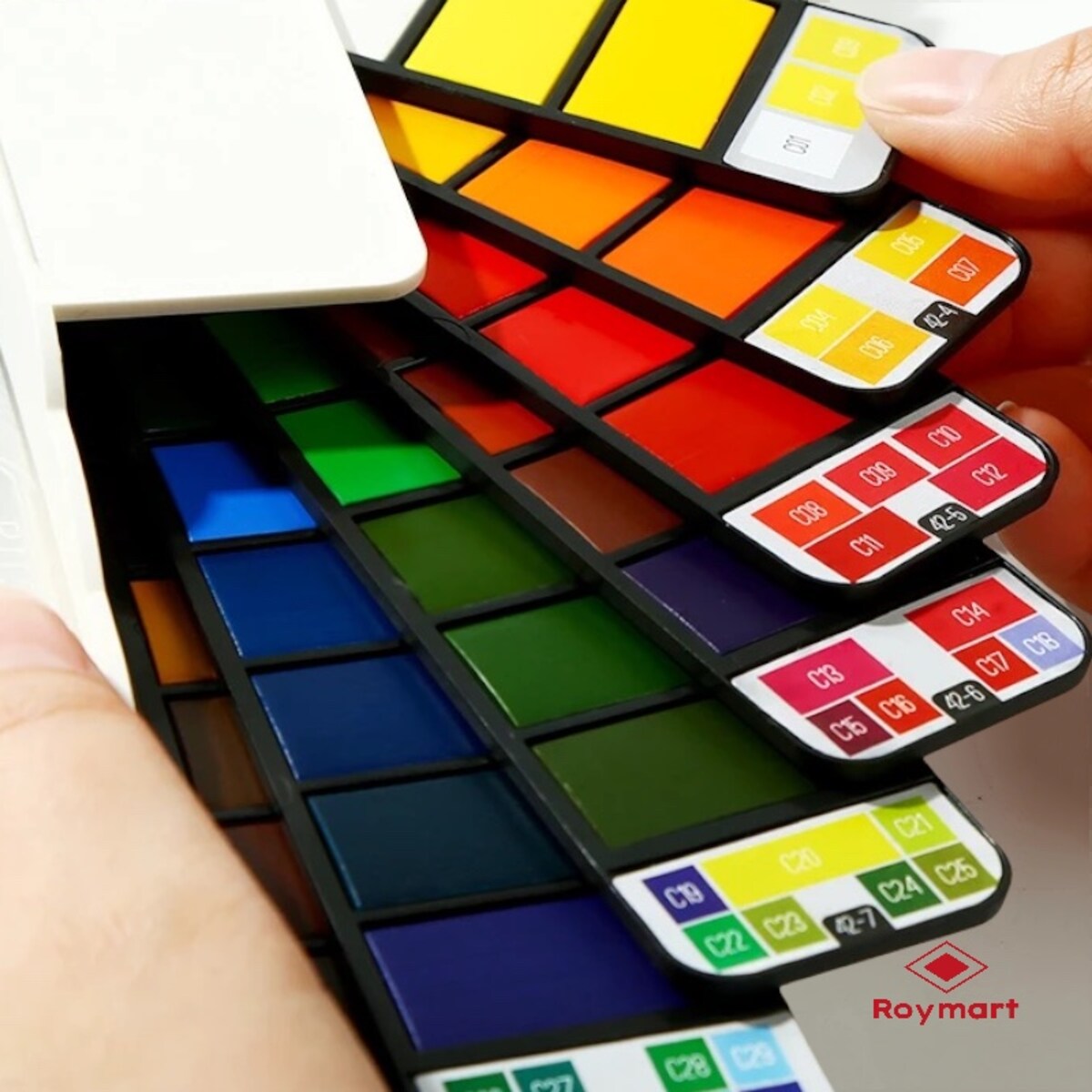 Caja abanico 25 colores acuarelas Artist Alex Bog Blanco / Negro-5