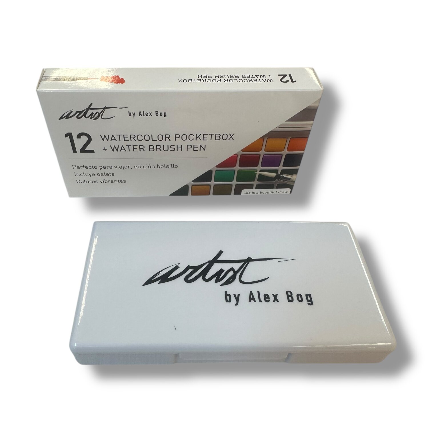 Caja 12 acuarelas colores pocket Artist Alex Bog Blanco / Negro-3