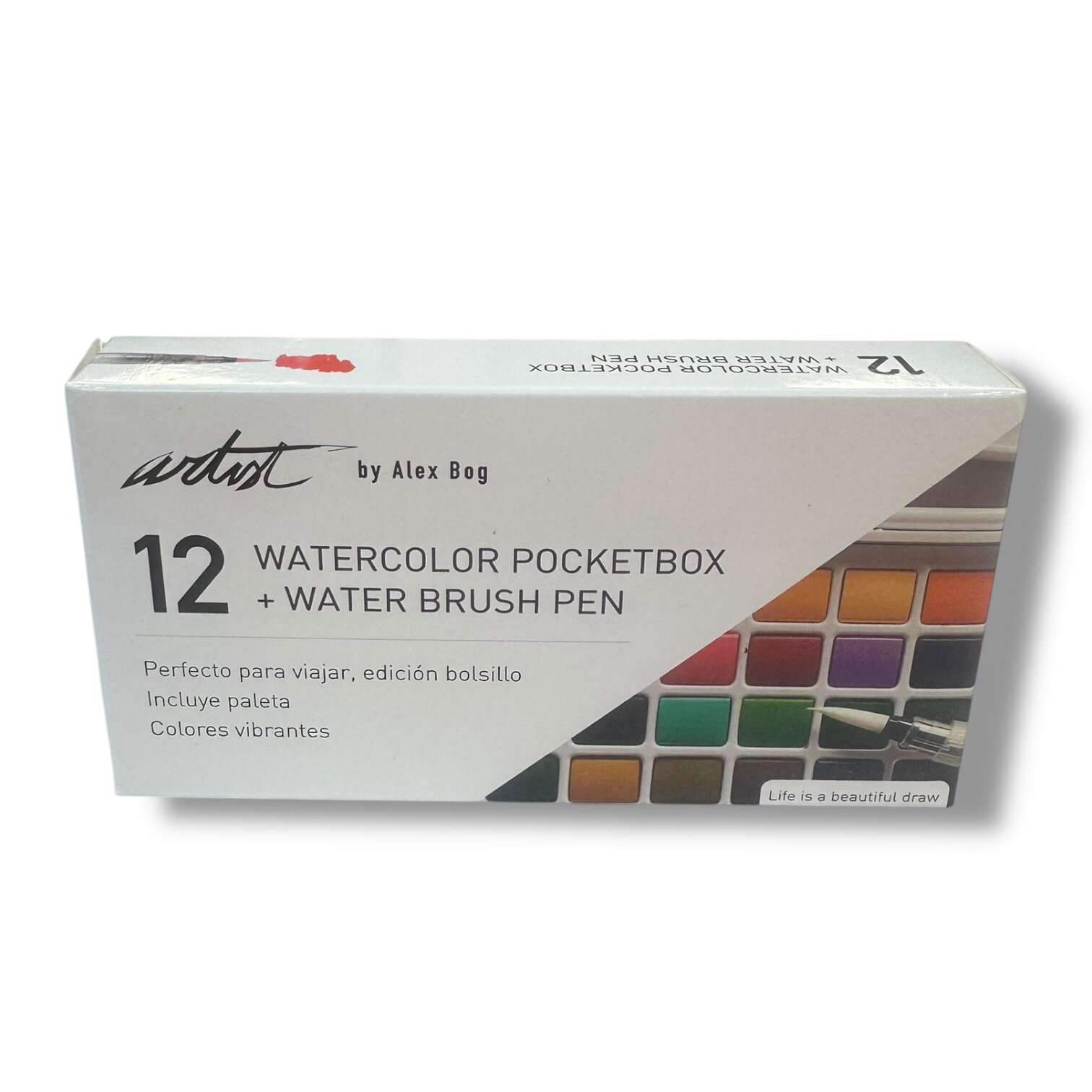 Caja 12 acuarelas colores pocket Artist Alex Bog Blanco / Negro-4