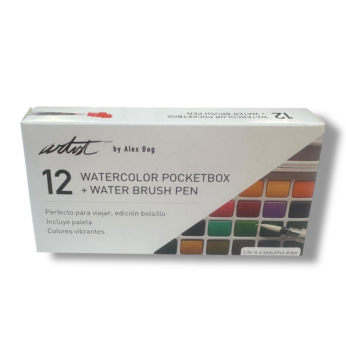 Caja 12 acuarelas colores pocket Artist Alex Bog Blanco / Negro-4