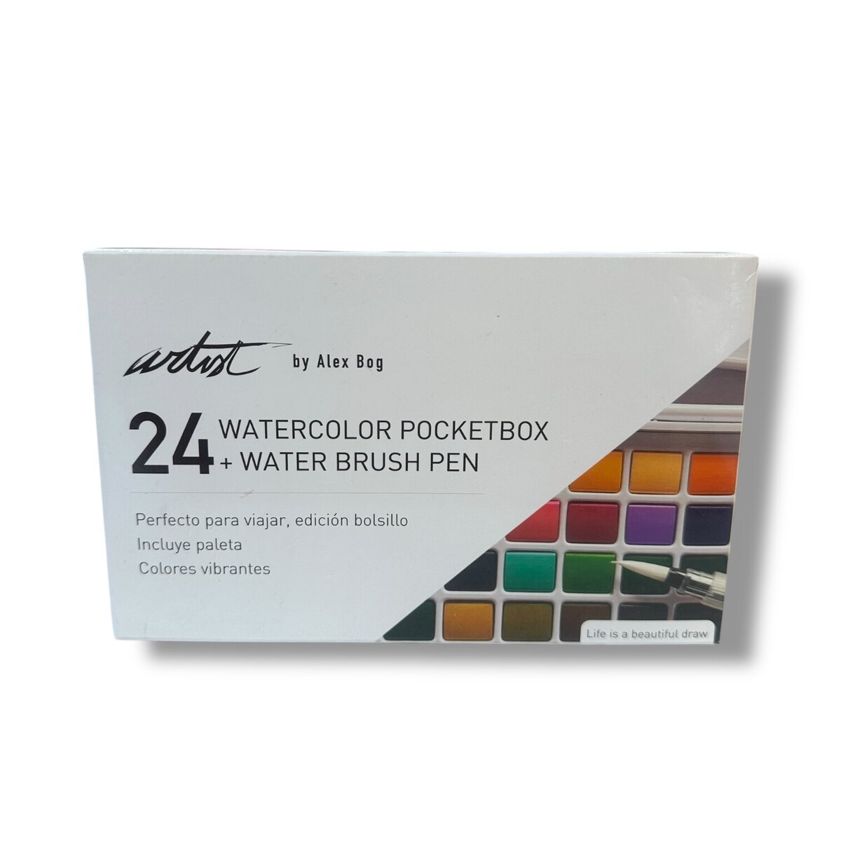 Caja 24 acuarelas colores pocket Artist Alex Bog Blanco / Negro-4