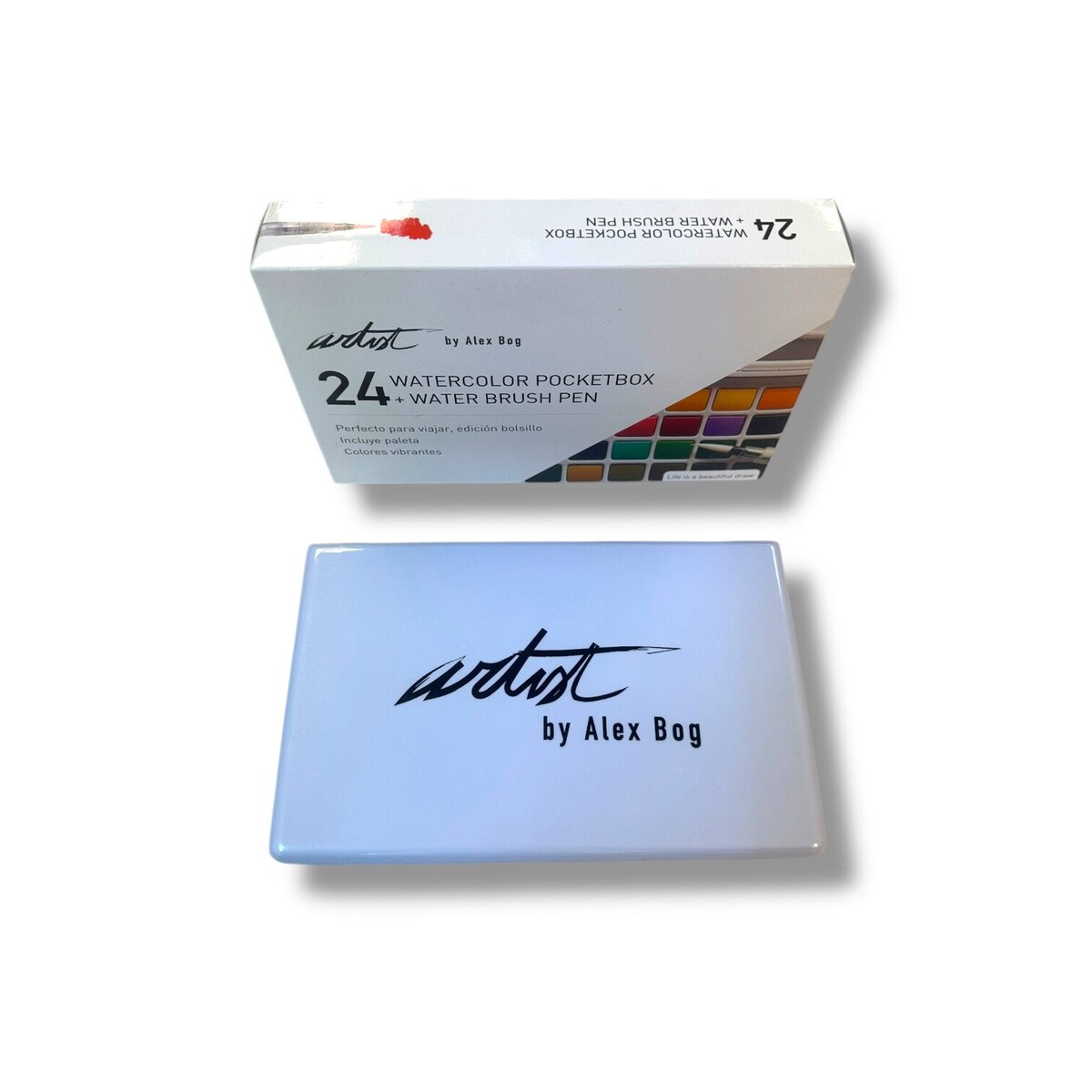 Caja 24 acuarelas colores pocket Artist Alex Bog Blanco / Negro-5