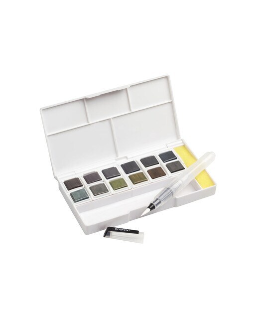 Set de viaje de pinturas Graphitint en 12 pastillas Derwent de granito y color