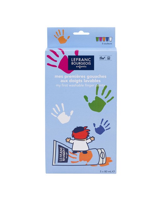 Conjunto de 5 tubos de tinta para pintura de dedos lavável 80 ml Cores sortidas (Verde/Vermelho/Laranja/Azul/Branco) 1