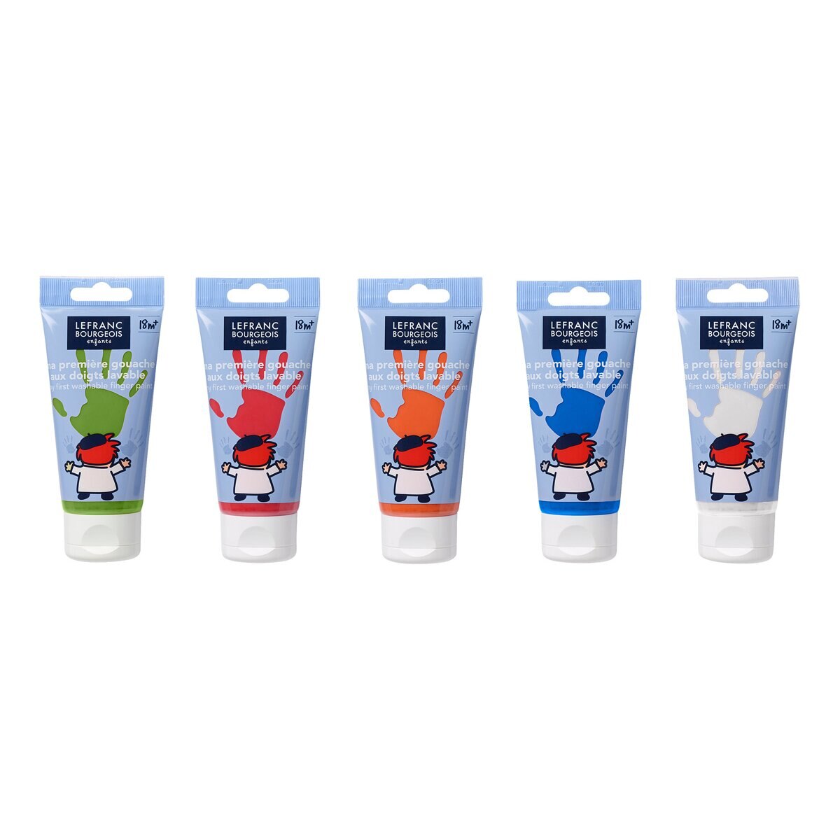 Conjunto de 5 tubos de tinta para pintura de dedos lavável 80 ml Cores sortidas (Verde/Vermelho/Laranja/Azul/Branco) 3