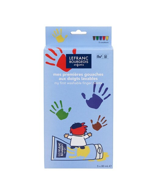 Set De 5 Tubos De Pintura Para Dedos Lavable De 80 ML Colores Surtidos (Rojo/Amarillo/Azul/verde/Marrón) Lefranc Bourgeois