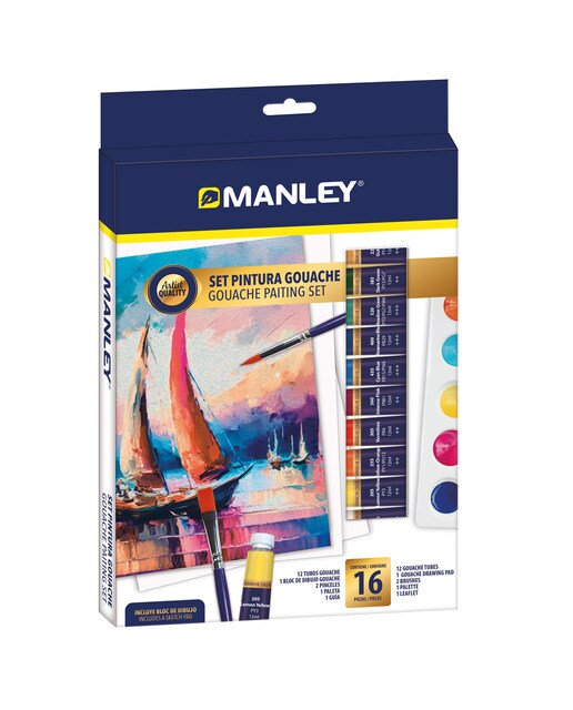 Imagen 0 de Set 16 pintura gouache Manley