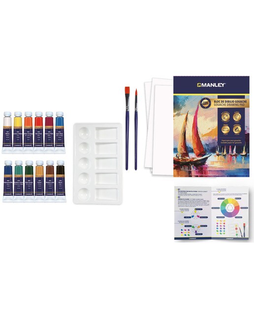 Set 16 pintura gouache Manley Multicolor-2