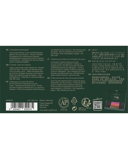Imagen 2 de Pack 5 rotuladores doble punta tinta china Dual Marker Faber-Castell flores Multicolor