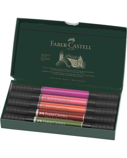 Imagen 4 de Pack 5 rotuladores doble punta tinta china Dual Marker Faber-Castell flores Multicolor