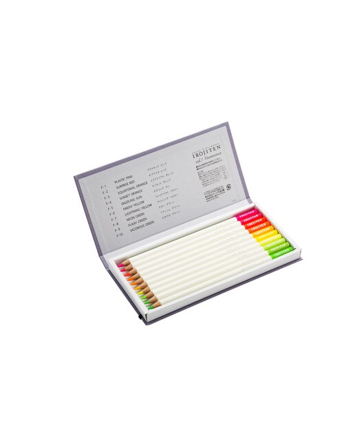 Estojo de 10 Lápis de Cor Fluorescentes Irojiten - multicor Multicolor-2