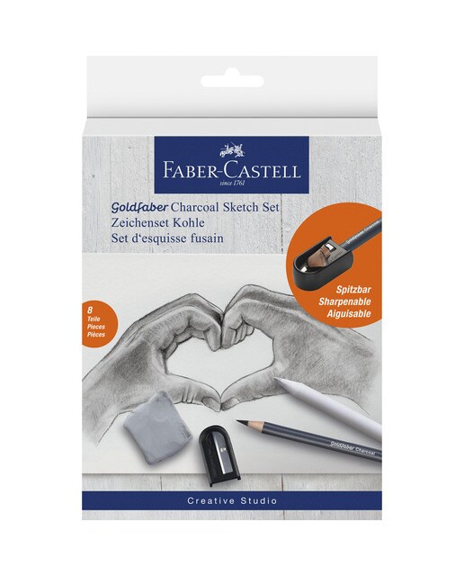 Conjunto para Desenhar Carvão com 8 Peças Goldfaber Preto-1
