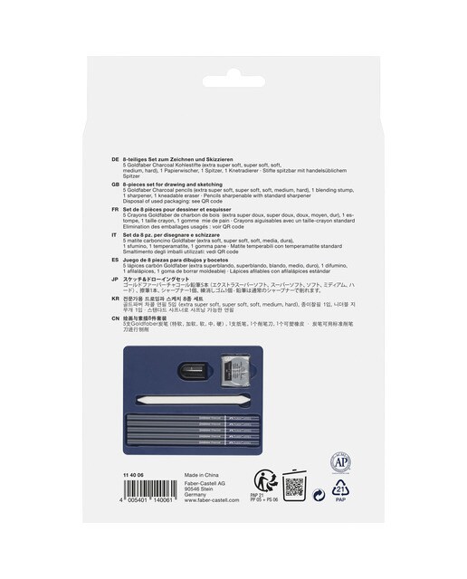Conjunto para Desenhar Carvão com 8 Peças Goldfaber Preto-3