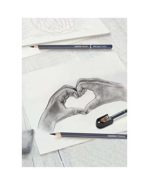 Conjunto para Desenhar Carvão com 8 Peças Goldfaber Preto-4