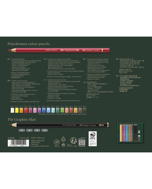 Conjunto de 21 Lápis de Cor Polychromos Pitt Graphite Matt Multicolor Multicolor-2