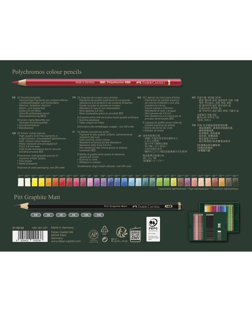 Conjunto de 38 Lápis de Cor Polychromos Pitt Graphite Matt Multicolor Multicolor-2