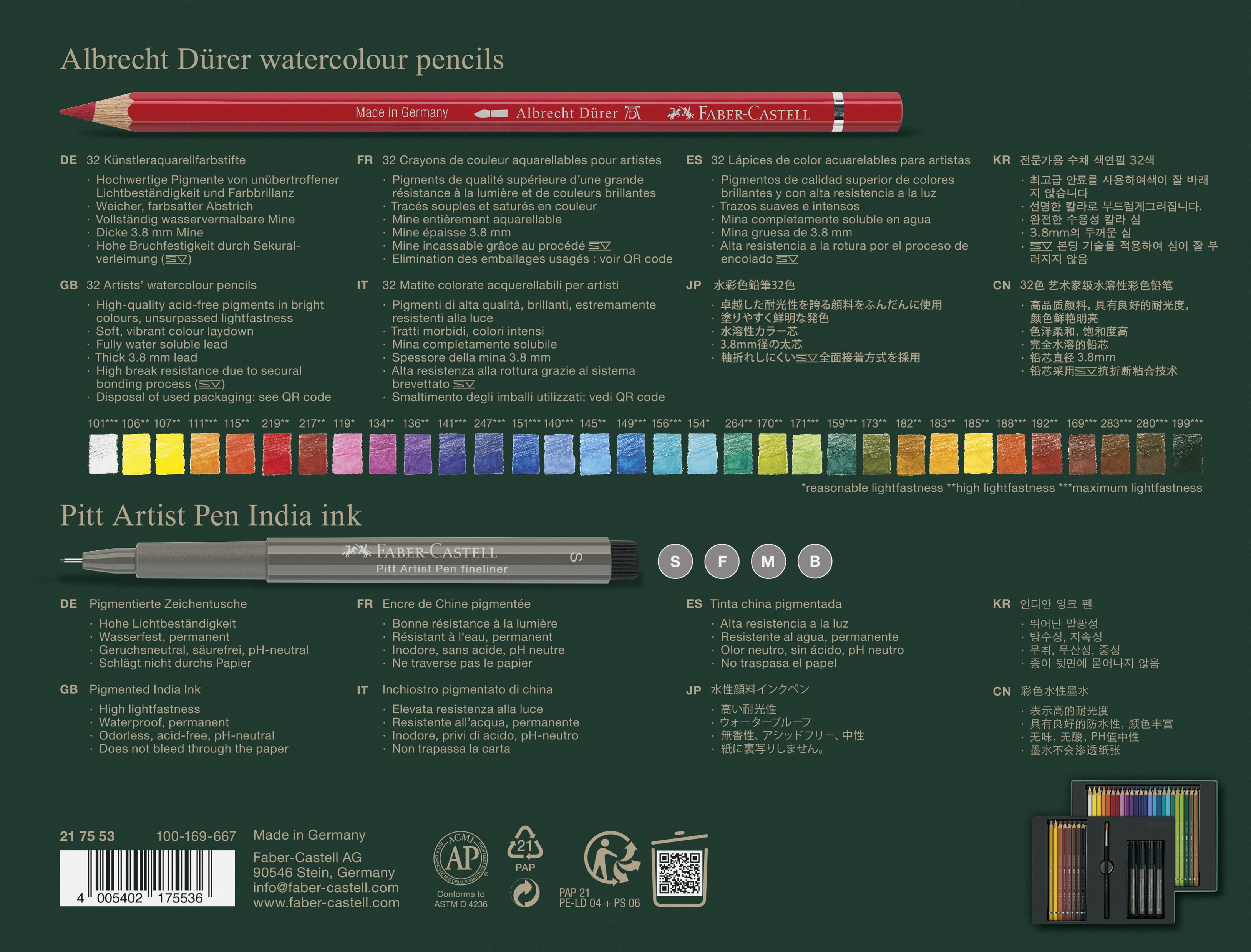 Pack con 32 pinturas acuarelables Albert Dürer Faber-Castell Multicolor-3