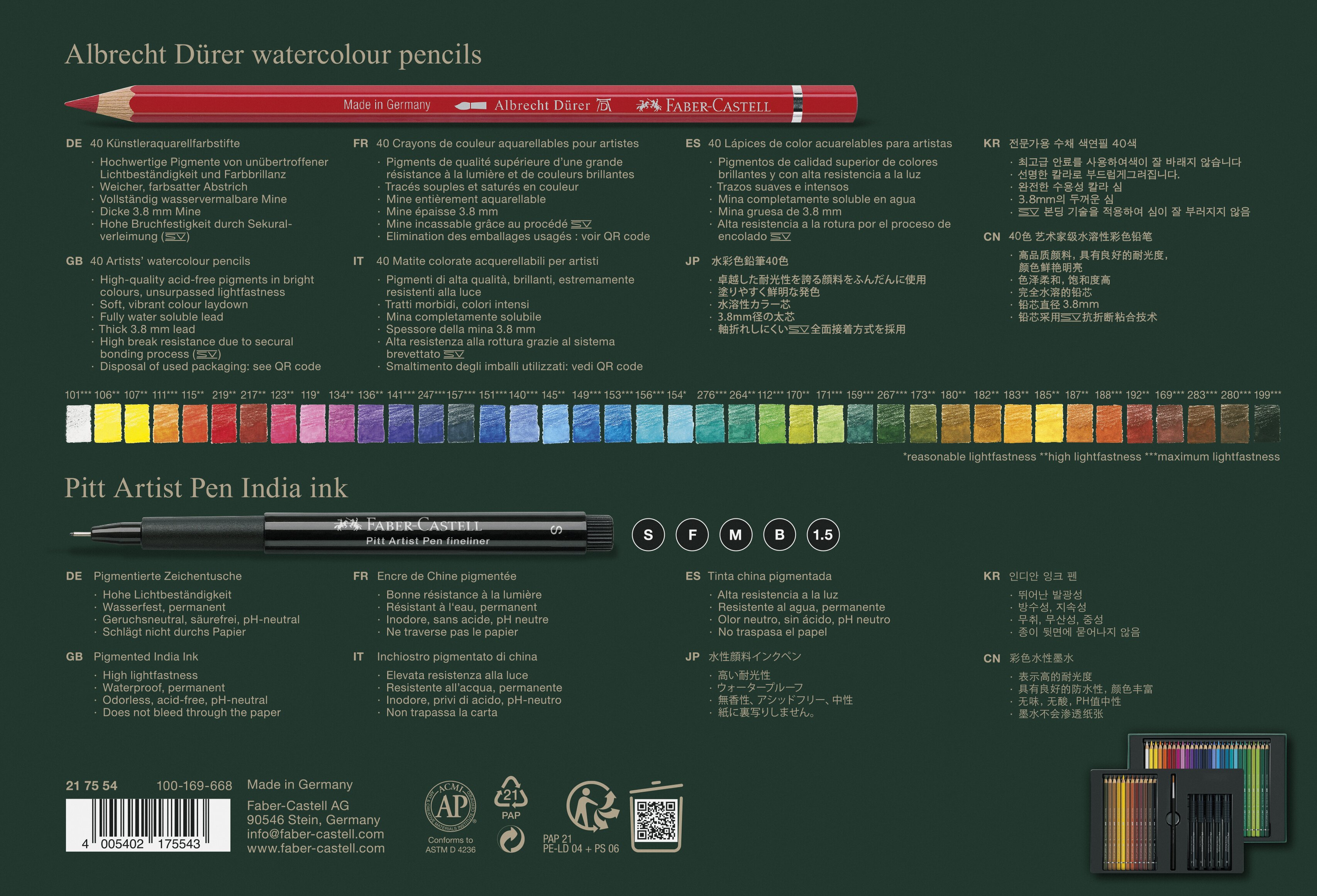 Estojo com 40 Lápis Aguarelaveis Albert Dürer Multicolor-3
