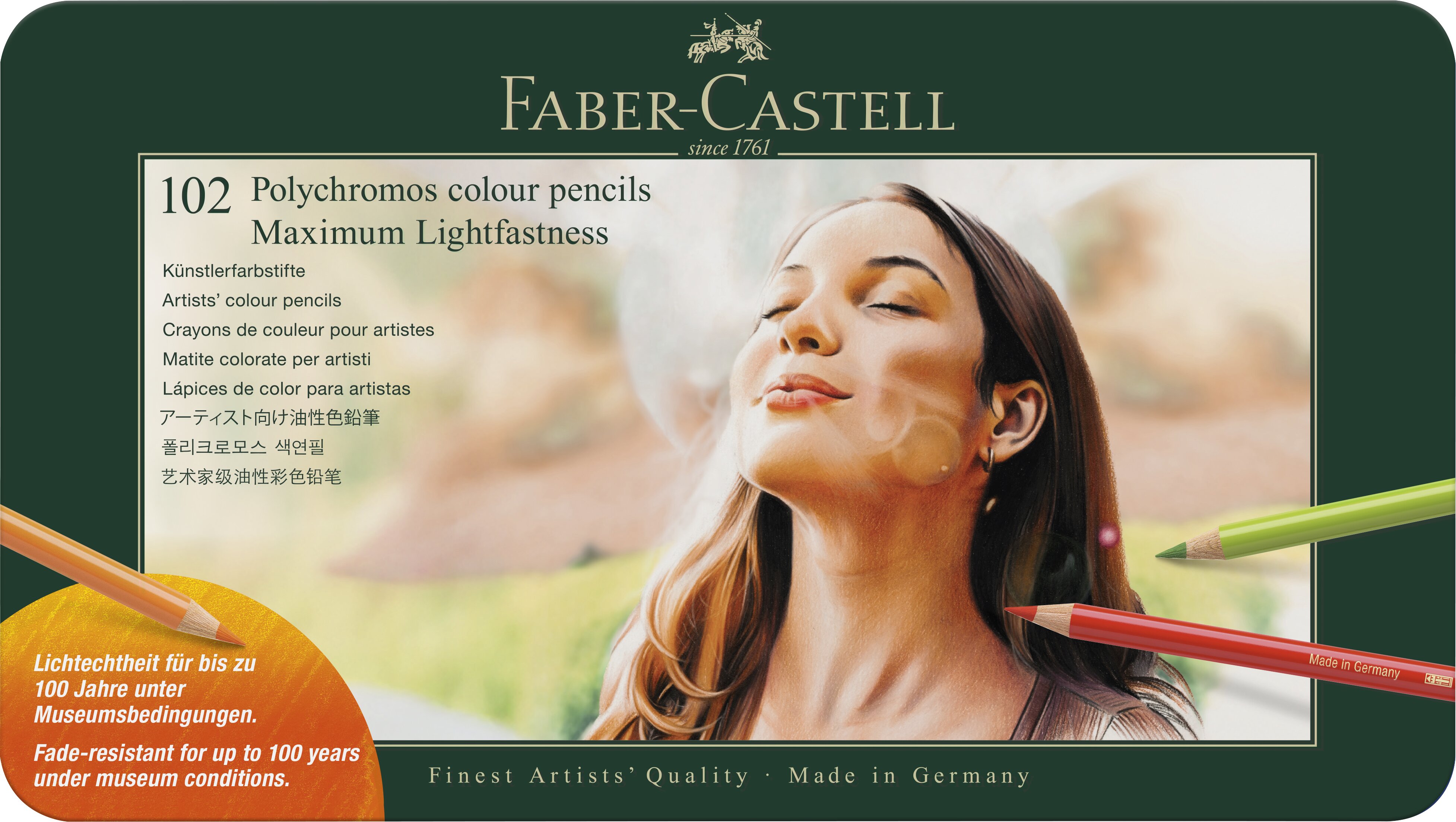 Caja de metal con 102 lápices Polychromos Faber-Castell surtido en colores Multicolor-2