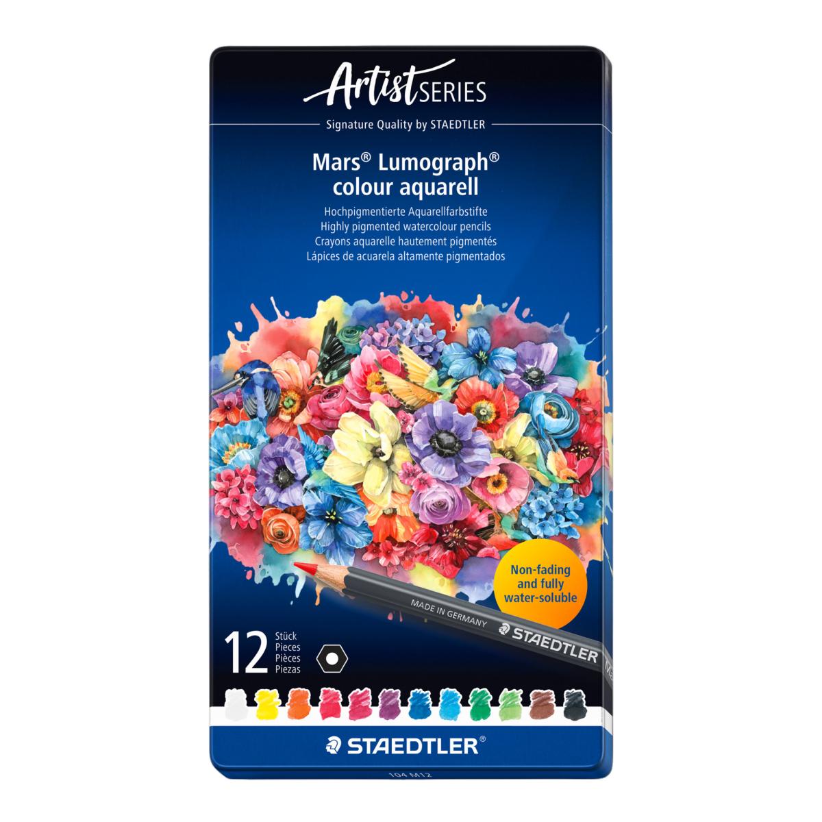 Imagen 0 de Lápices de color acuarelables STAEDTLER, Mars® Lumograph® 12 colores surtidos.