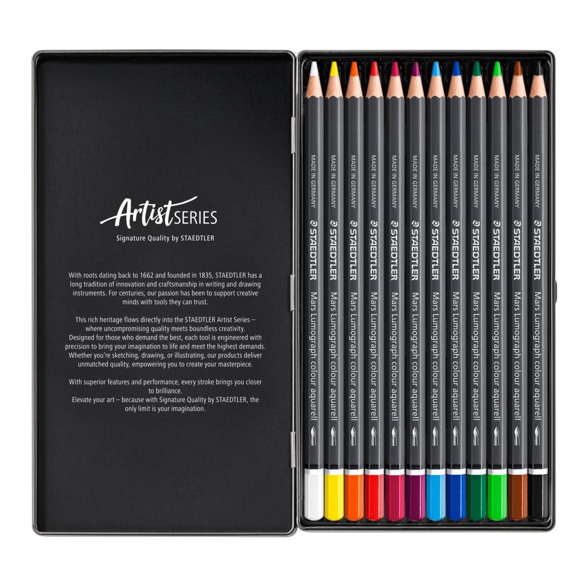 Lápices de color acuarelables STAEDTLER, Mars® Lumograph® 12 colores surtidos. 2