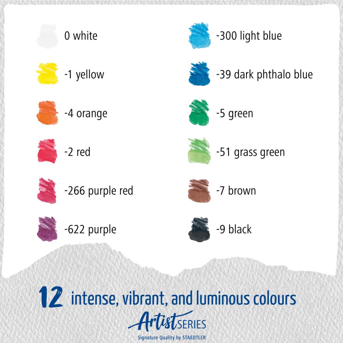 Lápices de color acuarelables STAEDTLER, Mars® Lumograph® 12 colores surtidos. 3