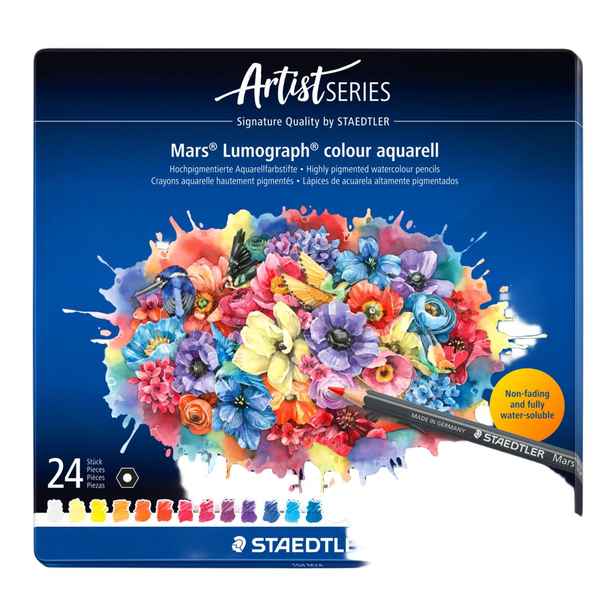 Imagen 0 de Lápices de grafito acuarelables STAEDTLER, Mars® Lumograph® 24 colores surtidos.