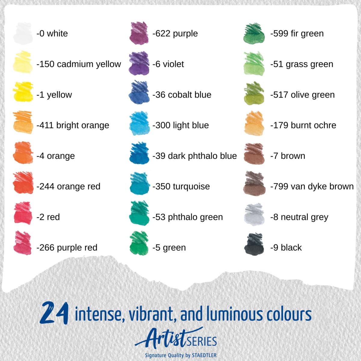 Lápices de grafito acuarelables STAEDTLER, Mars® Lumograph® 24 colores surtidos. 3