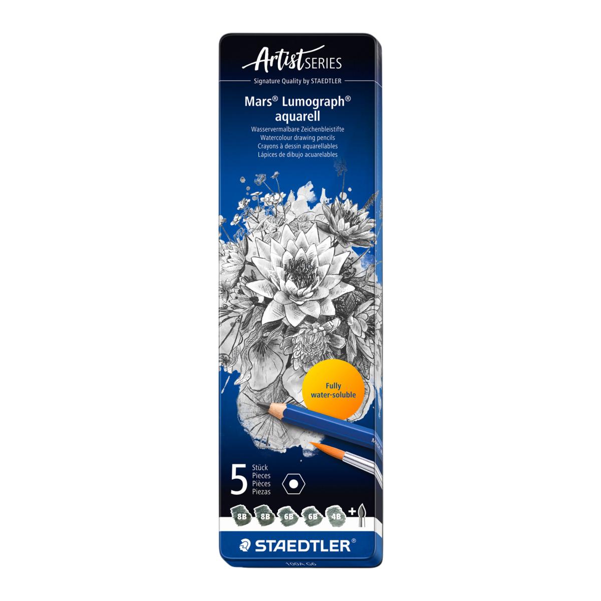 Imagen 0 de Lápices de grafito STAEDTLER, Mars® Lumograph®  Acuarelables, 3 graduaciones.
