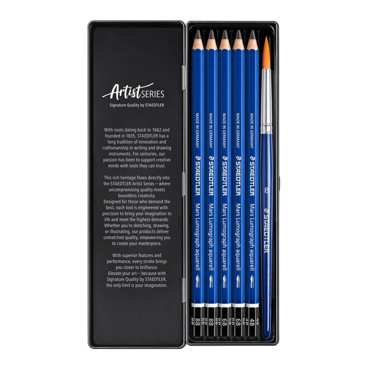 Lápices de grafito STAEDTLER, Mars® Lumograph®  Acuarelables, 3 graduaciones. 2